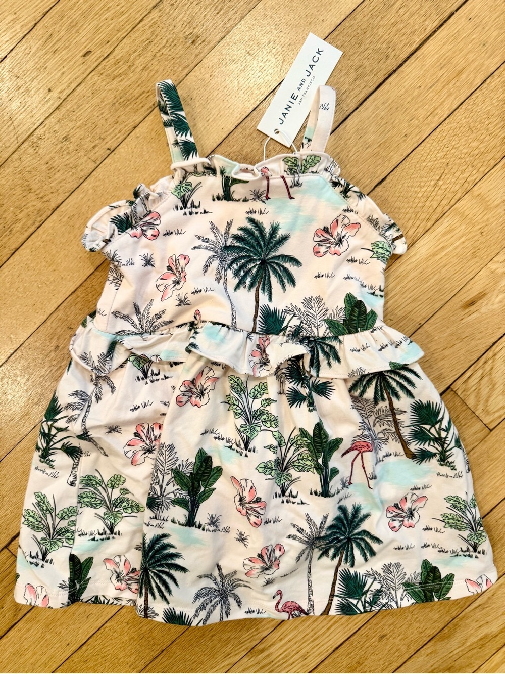 Janie and Jack Vacation Palm Tree Flamingo Sundress NWT Size 18-24m